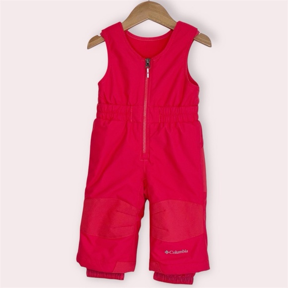 Columbia bib snow overalls bright pink one piece baby ski pants size 6-12 months - Picture 1 of 12